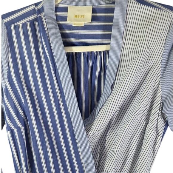 Anthropologie Maeve Wrap Dress Nlue and White Striped Long Sleeve Size 2 - Picture 5 of 8